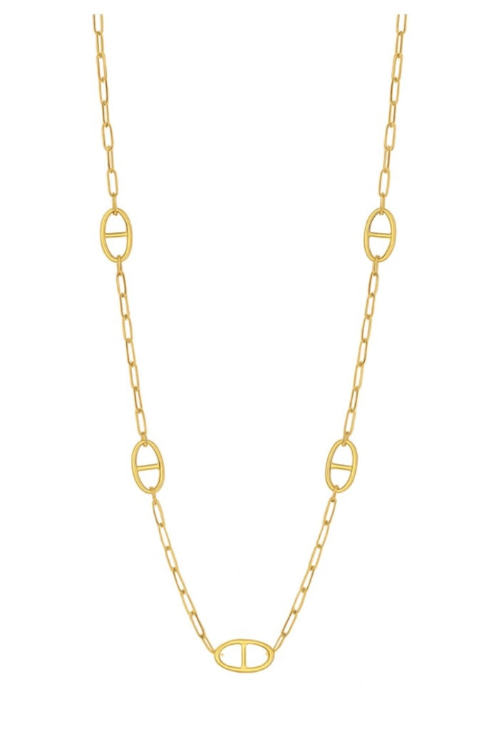 Navy mesh gold necklace