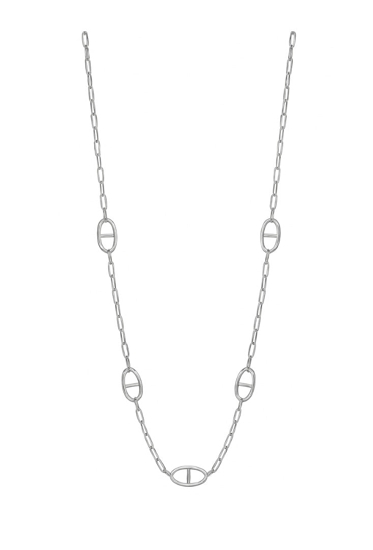 Navy mesh silver necklace